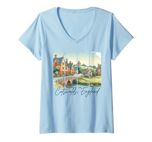 Damen Cotswolds, England, Reisender, Cotswolds-Souvenir T-Shirt mit V-Ausschnitt Damen Cotswolds, England, Reisender, Cotswolds-Souvenir T-Shirt mit V-Ausschnitt von Travel To Cotswolds Exploring Adventure