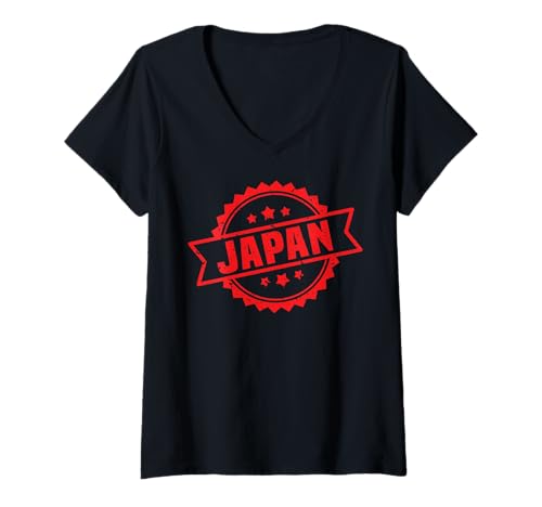 Damen Japan Logo #3 Reise Tokio Urlaub Kyoto Souvenir Osaka Asien T-Shirt mit V-Ausschnitt von Travel the World