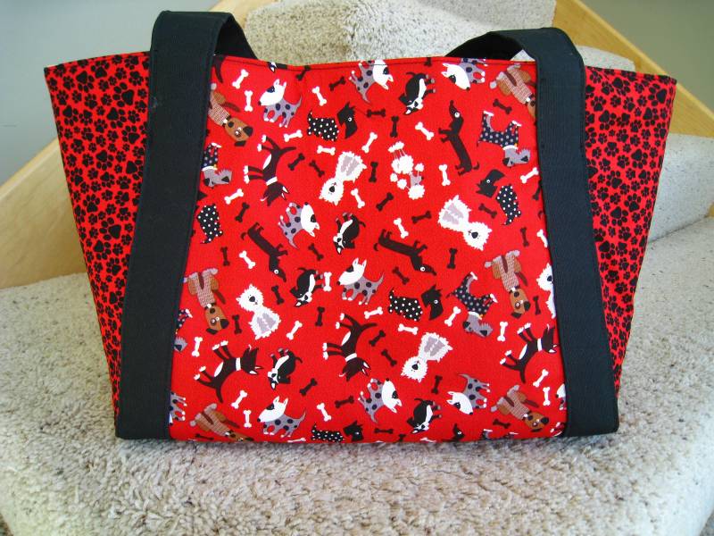 Hund Thema Einkaufstasche, Haustier Reisen, Strand, Weekender, Vinyl Innenraum, Innentasche von TravelBagsToGoStudio