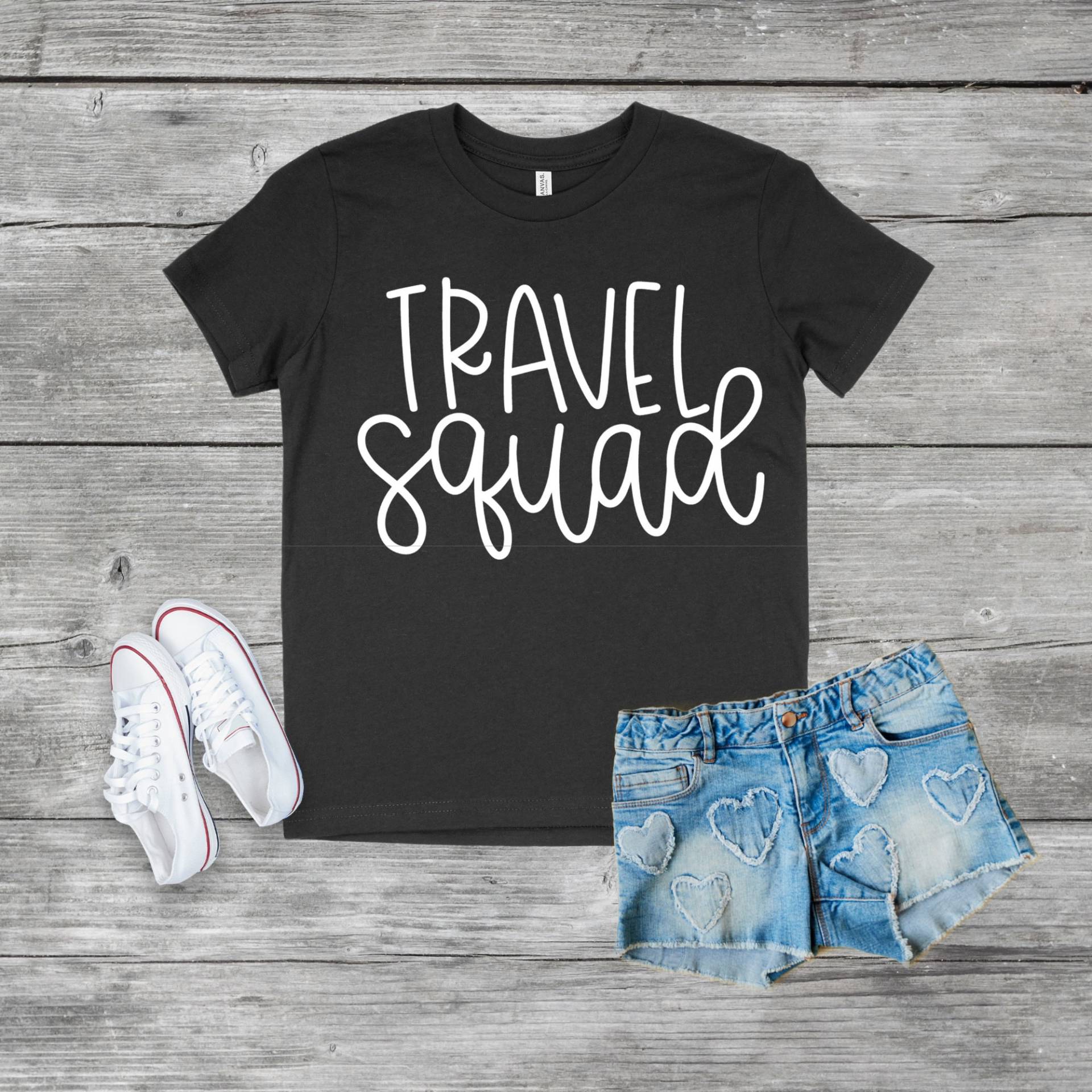 Schwarze Jugend Reise Squad T-Shirt, Kinder Shirt, Reisen T-Shirt, T-Shirt - Personalisieren von TravelSquadShop