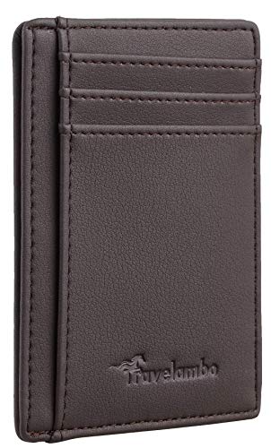 Travelambo Front Pocket Minimalist Leather Slim Wallet RFID Blocking Medium Size(VP Grey Deep) von Travelambo