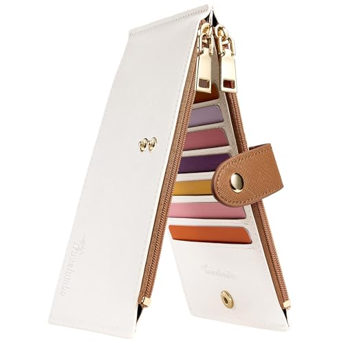 Travelambo RFID-Geldbörse für Damen, groß, faltbar, mehrere Karten, mit Reißverschlussfach, Kreditkartenfach für Damen, Beige & Dunkelbraun, Minimalistisch Travelambo RFID-Geldbörse für Damen, groß, faltbar, mehrere Karten, mit Reißverschlussfach, Kreditkartenfach für Damen, Beige & Dunkelbraun, Minimalistisch von Travelambo