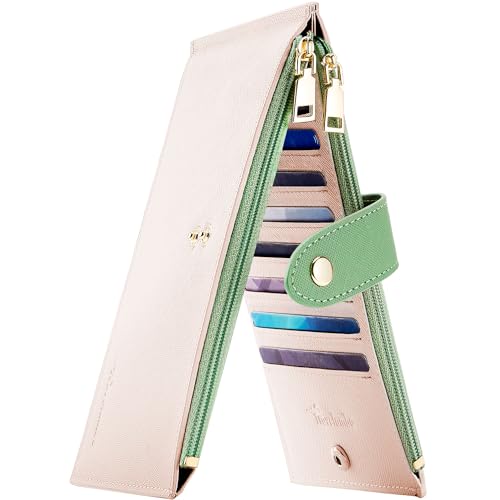 Travelambo RFID-Geldbörse für Damen, groß, faltbar, mehrere Karten, mit Reißverschlussfach, Kreditkartenfach für Damen, Beige & Salbeigrün, Minimalistisch Travelambo RFID-Geldbörse für Damen, groß, faltbar, mehrere Karten, mit Reißverschlussfach, Kreditkartenfach für Damen, Beige & Salbeigrün, Minimalistisch von Travelambo