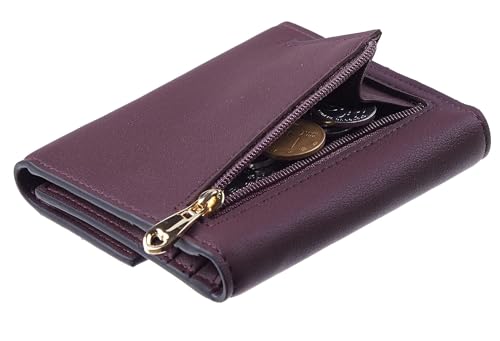 Travelambo RFID-blockierende Geldbörse für Damen, klein, Kreditkartenhalter, Mini-Geldbörse, kompakt, dreifach gefaltet, mit Münzfach, Reißverschluss, Napa Weinrot, modisch Travelambo RFID-blockierende Geldbörse für Damen, klein, Kreditkartenhalter, Mini-Geldbörse, kompakt, dreifach gefaltet, mit Münzfach, Reißverschluss, Napa Weinrot, modisch von Travelambo