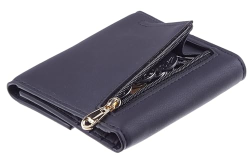 Travelambo RFID-blockierende Geldbörse für Damen, klein, Kreditkartenhalter, Mini-Geldbörse, kompakt, dreifach gefaltet, mit Münzfach, Reißverschluss, Schwarz, modisch Travelambo RFID-blockierende Geldbörse für Damen, klein, Kreditkartenhalter, Mini-Geldbörse, kompakt, dreifach gefaltet, mit Münzfach, Reißverschluss, Schwarz, modisch von Travelambo