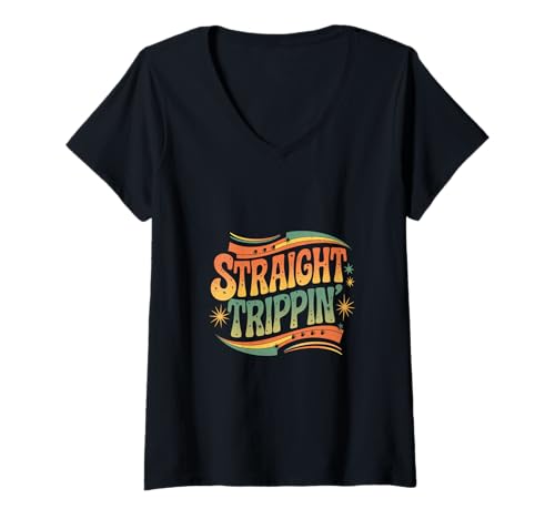 Damen Straight Trippin - T-Shirt mit V-Ausschnitt von Traveler Routine Vacation