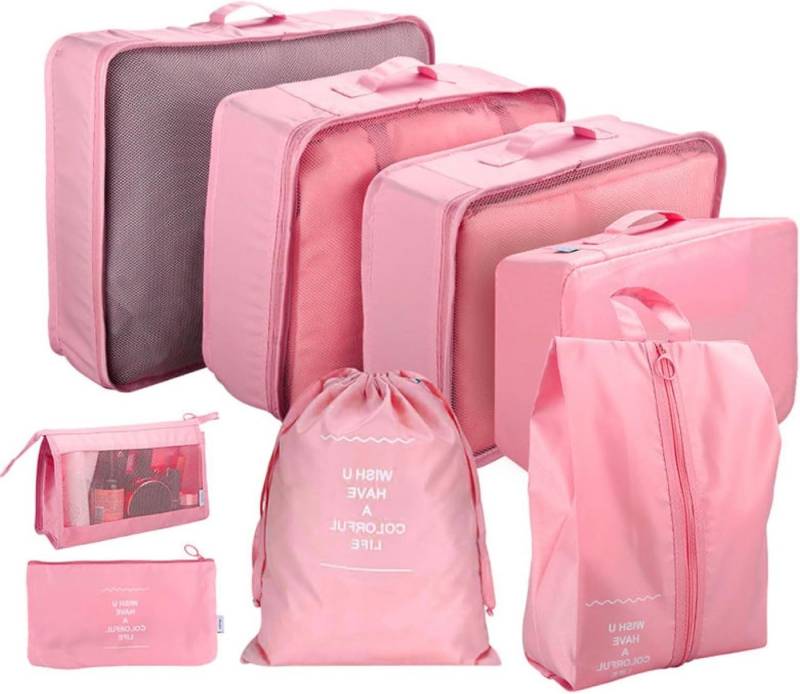 Travelfreund® Kofferorganizer 8er Set Kofferorganizer mit Kosmetiktasche und Packtaschen (Set, 8-tlg., 8x Packtaschen), Faltbar / Verstaubar / Wasserabweisend von Travelfreund®
