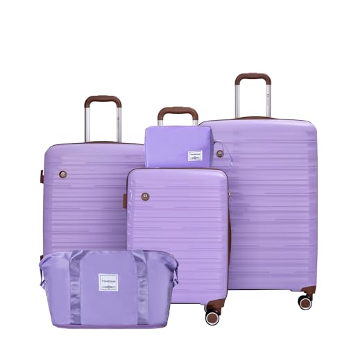 Travelhouse 5-teiliges Gepäck-Set mit Spinnrädern, Hartschalen-PP-Koffer-Set mit TSA-Schloss, leichte Hartschalen-Reisekoffer mit wasserdichter Seesack für Männer und Frauen, Violett Travelhouse 5-teiliges Gepäck-Set mit Spinnrädern, Hartschalen-PP-Koffer-Set mit TSA-Schloss, leichte Hartschalen-Reisekoffer mit wasserdichter Seesack für Männer und Frauen, Violett von Travelhouse