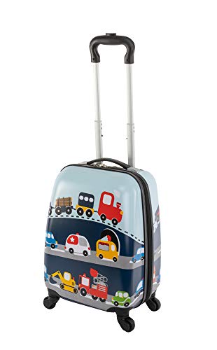 Travelhouse Happy Children Kinder Koffer Busy Cars Bordkoffer ABS Hartschale Reisegepäck Reisetrolley Trolley Handgepäckkoffer Kabinenkoffer 27L von Travelhouse