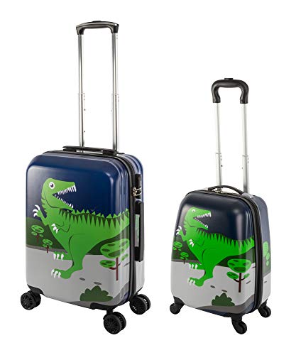 Travelhouse Happy Children Kinder Koffer Dino ABS Hartschale Gepäck Trolley Trolley Kinderkoffer Kindertrolley 27L+ 41L Bordkoffer und Koffer Set von Travelhouse