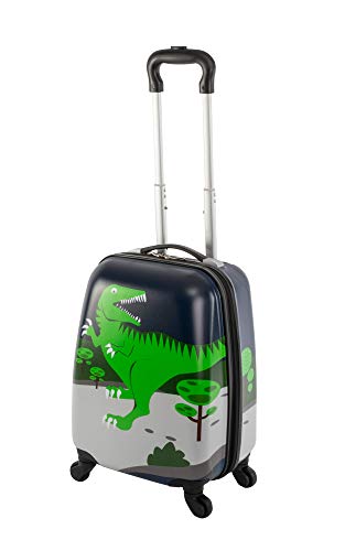 Travelhouse Happy Children Kinder Koffer Dino Bordkoffer ABS Hartschale Reisegepäck Reisetrolley Trolley Handgepäckkoffer Kabinenkoffer 27L von Travelhouse