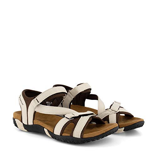 Travelin' Helsem Sandal - Damen - Riemen Knöchel - Outdoor - PU Leder - Fit klein - Grauweiß - 39 von Travelin'