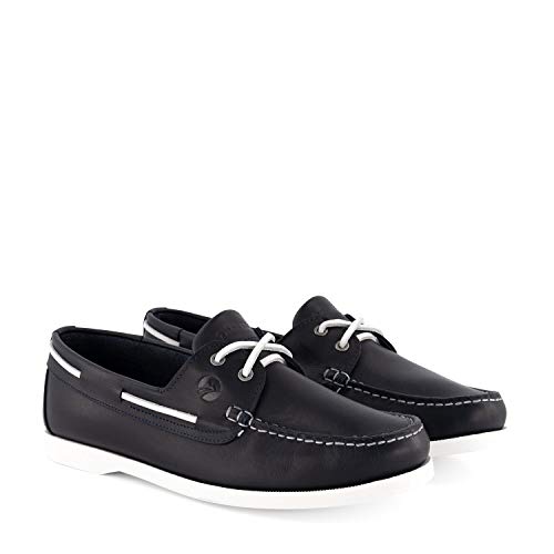 Travelin' Männer Exmouth Men Slip On Nautical Leder Sommerschuhe - Blau 45 von Travelin'