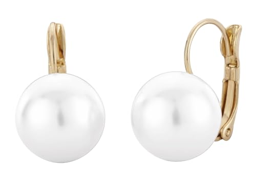 Traveller Ohrhänger Brisur - Perle von Mallorca - 12mm - Weiß - 22kt vergoldet - 700612 von Traveller