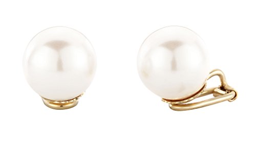 Traveller Ohrclip - Damen - Goldfarben - Perle - 14 mm - Weiss - 22kt vergoldet - 801014 von Traveller