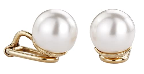 Traveller Ohrclip - Damen - Goldfarben - Perle - 10 mm - Weiß - 22kt vergoldet - 700010 von Traveller
