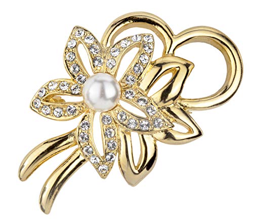 Traveller Brosche 22kt vergoldet Perle weiss - 157364 von Traveller