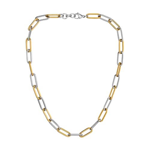 Traveller Collier - Damen - Gold & Silberfarben - Edelstahl Bicolor - Vergoldet - Glieder 20 x 8 mm - 46 cm - 181272 von Traveller