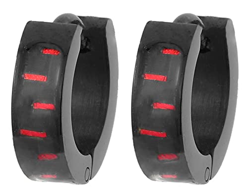 Traveller Creolen - Herren - Edelstahl - schwarz - Karbon rot - 181180 von Traveller