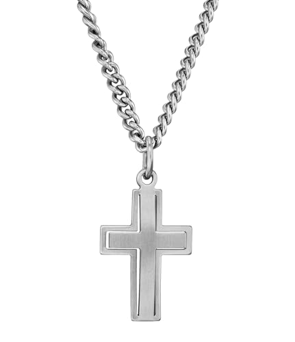 Traveller Kreuz Anhänger mit Kette - Herren - Edelstahl - Made in Germany - 1,4 cm - 50 cm - 171006 von Traveller