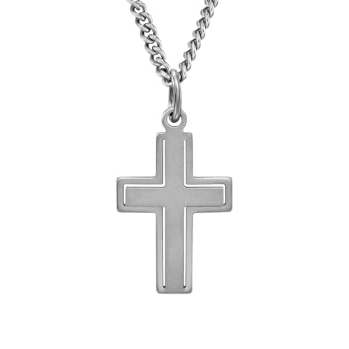 Traveller Kreuz Anhänger mit Kette - Herren - Edelstahl - Made in Germany - Anhänger 20 x 14 mm - Kette 50 cm - 171021 von Traveller