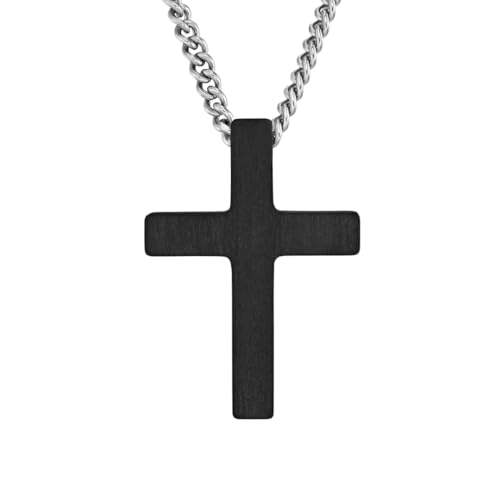 Traveller Kreuz Anhänger mit Kette - Herren - Karbon - Made in Germany - 2 cm - Kette von Edelstahl - 50 cm - 171014 von Traveller