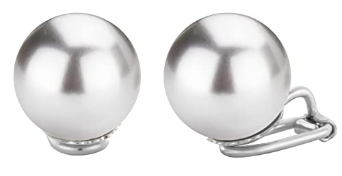 Traveller Ohrclip - Damen - Silberfarben - Perle - 14mm - Grau - Platiniert - 710114 von Traveller