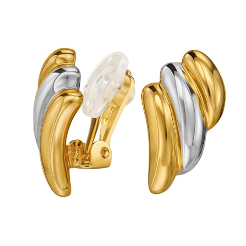 Traveller Ohrclip - Bicolor - 22kt Vergoldet & Platiniert - 17x10 mm - 157771 von Traveller