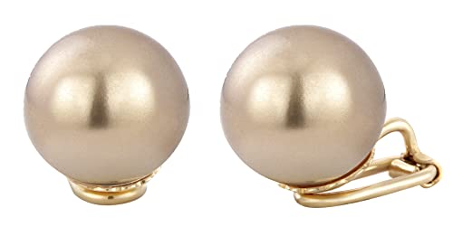 Traveller Ohrclip - Damen - Goldfarben - Perle - 14 mm - Bronze - 22kt vergoldet - 706014 von Traveller