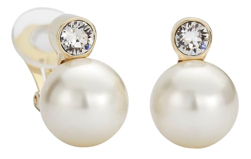 Traveller Ohrclip - Damen - Perle - 12 mm - Crème - Preciosa Kristalle - 22kt Vergoldet - 15x12 mm - 113486 von Traveller