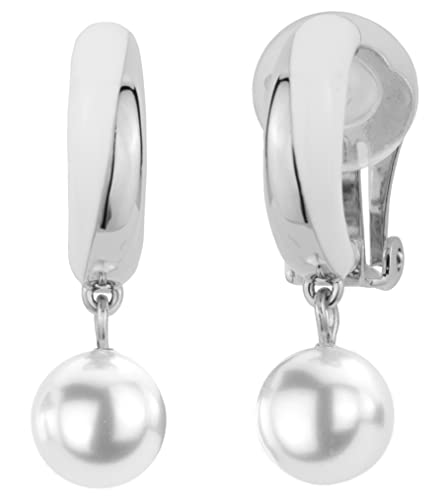 Traveller Ohrclip - Hänger - Perle - Email weiss - Platiniert - 114249 von Traveller