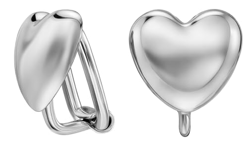 Traveller Ohrclip - Silberfarben - Herz - 11 x 10 mm - Platiniert - 157795 von Traveller