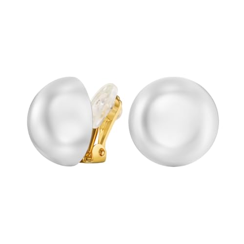 Traveller Ohrclip - Damen - 22kt Vergoldet - Perle - Ø 16 mm - Weiß - 700217 von Traveller