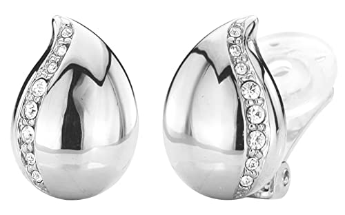 Traveller Ohrclip - platiniert - Tropfen - Preciosa Kristalle - 157487 von Traveller