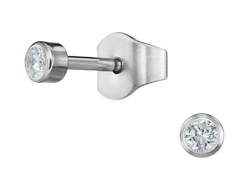 Traveller Ohrstecker - Herren - Edelstahl - Zirkonia - Made in Germany - 2 mm - 171012 von Traveller