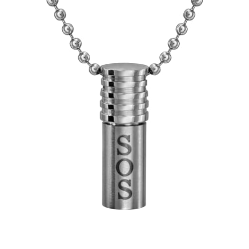 Traveller SOS-Kapsel mit Kette - Edelstahl - Made in Germany - Mit Datenstreifen - Kapsel 30x10mm - Kette 55 cm - Wasser- und staubsicher - 171015 von Traveller