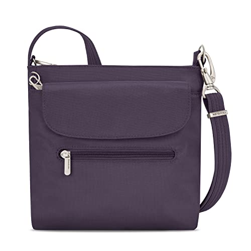 Travelon Anti-Diebstahl Classic Mini Umhängetasche, deep purple, 8.5 x 8.5 x 2, Anti-Diebstahl Klassische Mini-Schultertasche von Travelon