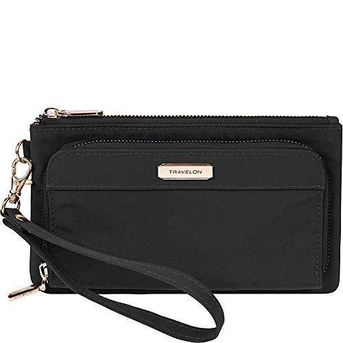 Travelon RFID-blockierende Handy-Clutch-Geldbörse, Schwarz, 8.25 x 4.5 x 1, RFID-blockierende Handy-Clutch-Geldbörse von Travelon