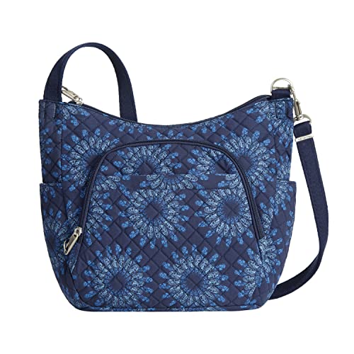 Travelon Unisex Anti-Diebstahl Klassische Crossbody Bucket Bag Umhängetasche, Geo Sonnenblume von Travelon