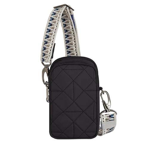 Travelon Uni Anti-Theft Boho 2 Compartment Phone Crossbody Umhängetasche, Schwarz von Travelon