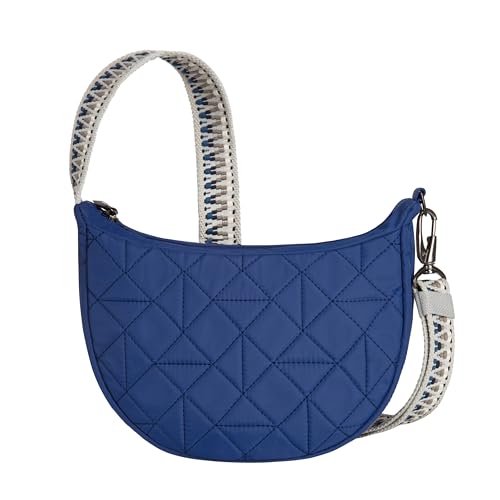 Travelon Unisex Anti-diebstahl Boho Crescent Crossbody Umhängetasche, Lush Blue von Travelon