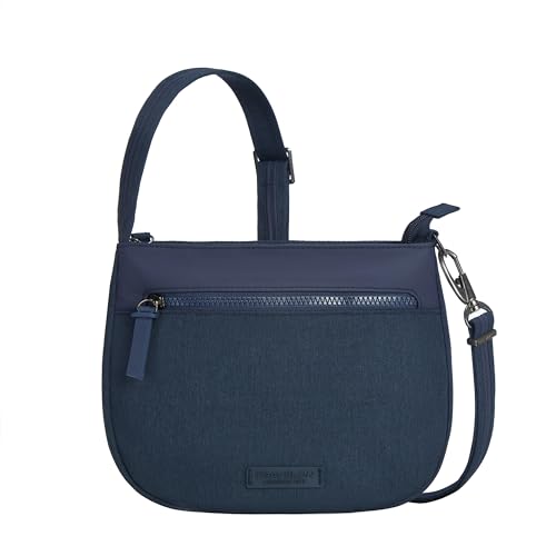Travelon Uni Diebstahlschutz Metro Sattel Crossbody Umhängetasche, Marineblau, meliert von Travelon