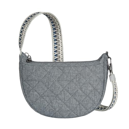 Travelon Uni Anti-diebstahl Boho Crescent Crossbody Umhängetasche, grau von Travelon
