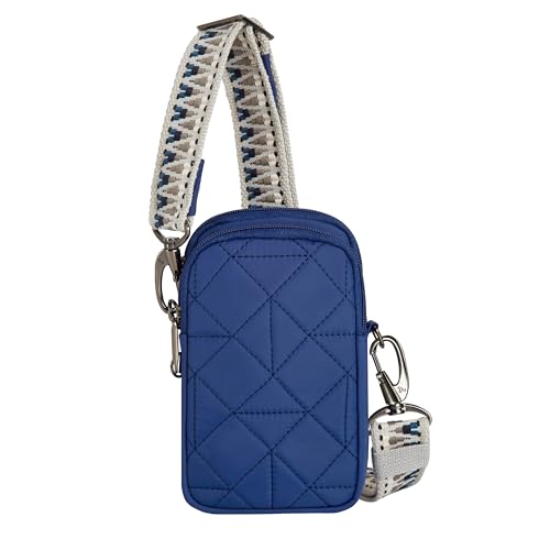 Travelon Unisex Boho Anti-Theft 2 Compartment Phone Crossbody Umhängetasche, Lush Blue von Travelon