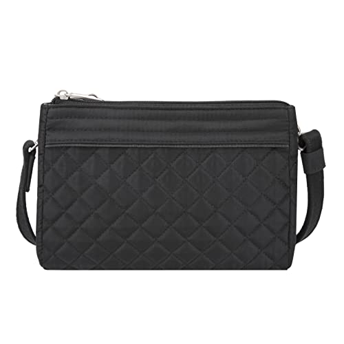 Travelon Unisex-Erwachsene Anti-Diebstahl Boho Clutch Crossbody Umhängetasche, Schwarz (gesteppt) von Travelon