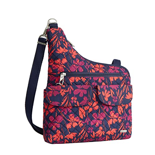 Travelon Unisex Diebstahlsichere, Zwei Taschen Umhängetasche, Gemaltes Blumenmuster von Travelon