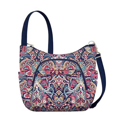 Travelon Unisex-Erwachsene Anti-Theft Classic Crossbody Bucket Bag Klassische Umhängetasche mit Diebstahlschutz, Summer Paisley von Travelon