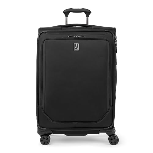 Travelpro Crew Classic Lightweight Softside Expandable Checked Luggage, 8 Wheel Spinner Suitcase, TSA Lock, Men and Women, Checked Medium 25 Inch, Black, Schwarz, Checked-Medium, Crew Classic Softside von Travelpro