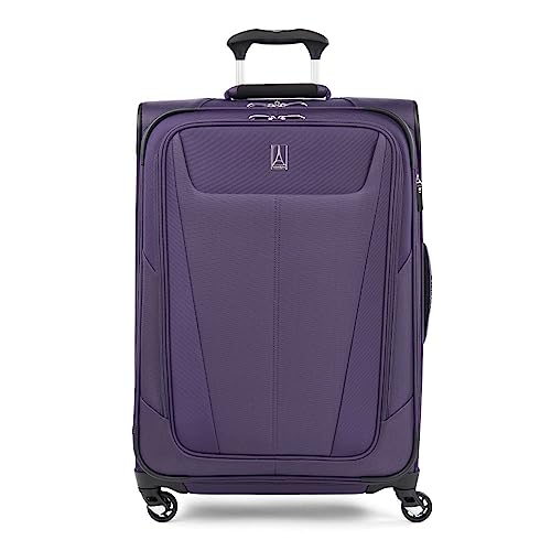 Travelpro Maxlite 5 Softside 2-teiliges Set, erweiterbares Handgepäck mit 4 Spinnrädern/weicher Untersitz-Tragetasche, Leichter Koffer, für Damen und Herren, Imperial Purple (Violett), Checked-Medium von Travelpro