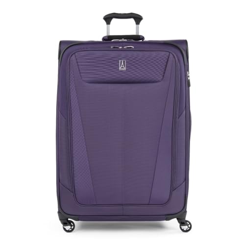 Travelpro Maxlite 5 Softside 2-teiliges Set, erweiterbares Handgepäck mit 4 Spinnrädern/weicher Untersitz-Tragetasche, Leichter Koffer, für Damen und Herren, Imperial Purple (Violett), Checked-Large von Travelpro
